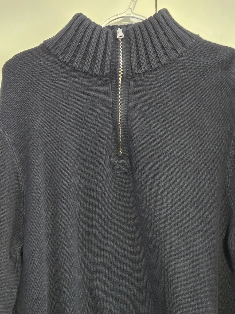 J.Crew‎ Men’s 100% Cotton Sweater Large Navy Quarter Zip Mock Neck Pullover